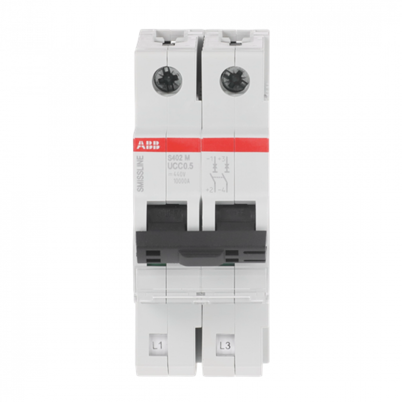 ABB S402M-UCC0.5 Sicherungsautomat C, 0,5 A, 250 V DC, 2P, 50 kA, steckbar