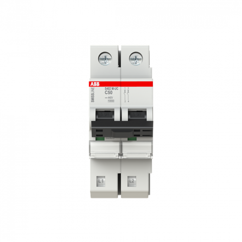 ABB S402M-UCC50 Sicherungsautomat C, 50 A, 250 V DC, 2P, 10 kA, steckbar