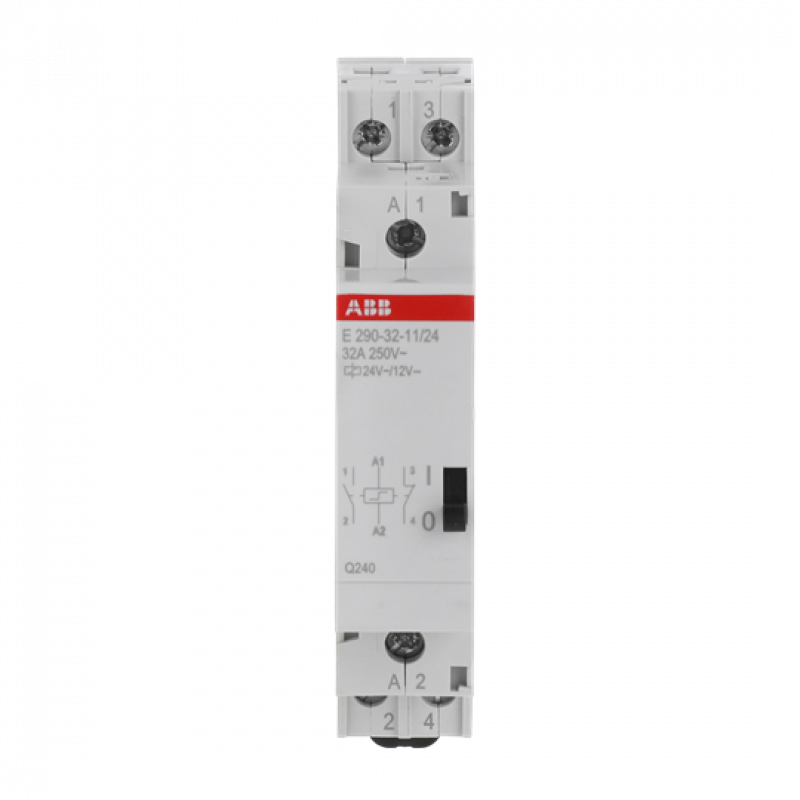 ABB E290-32-11/24 Stromstoßschalter Spule 24 V AC/12 V DC, 32 A, 1 Öffner + 1 Schließer