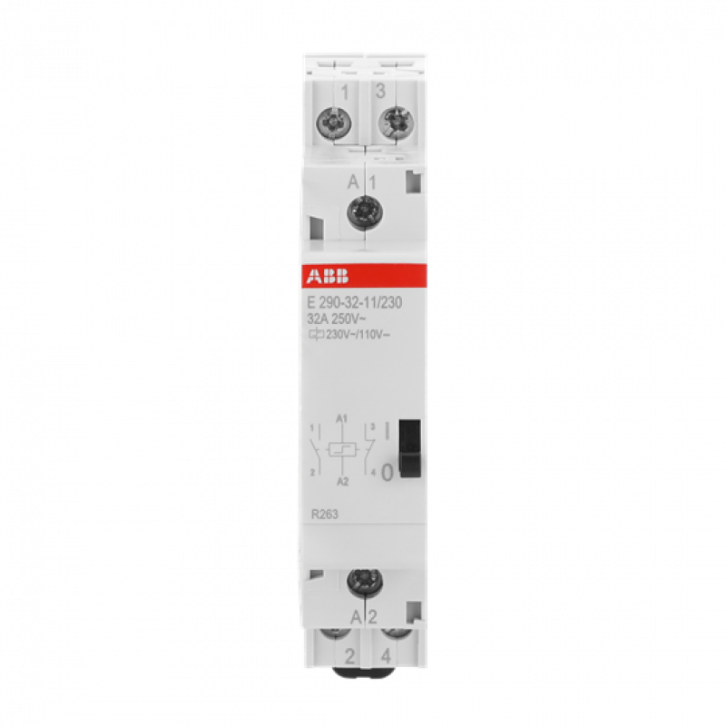 ABB E290-32-11/230 Stromstoßschalter 230 V AC/110 V DC, 32 A, 1 Öffner + 1 Schließer
