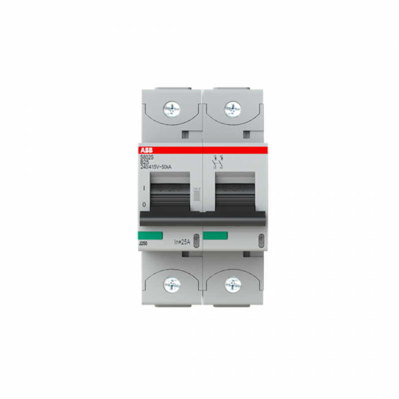ABB S802S-B25 Hochleist.-Sicherungsautomat, 25A, B, 400 V AC=Icu 50kA, 690 V AC=Icu6kA, 2P