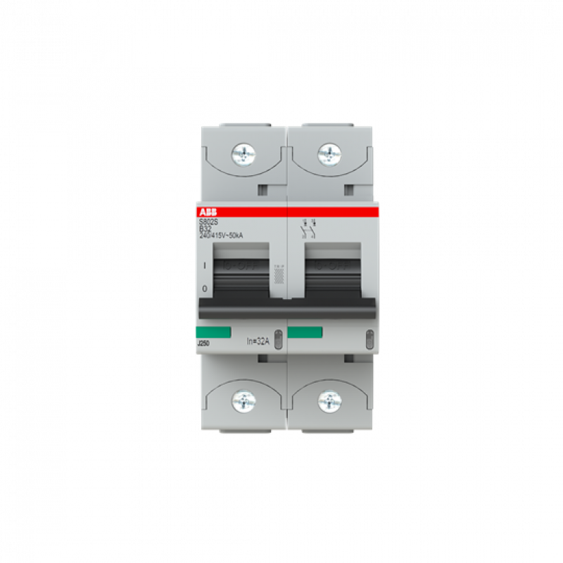 ABB S802S-B32 Hochleist.-Sicherungsautomat, 32A, B, 400 V AC=Icu 50kA, 690 V AC=Icu6kA, 2P
