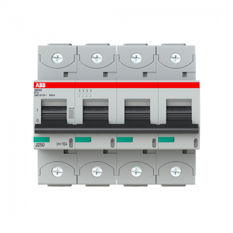 ABB S804S-B16 Hochleist.-Sicherungsautomat, 16A, B, 400 V AC=Icu 50kA, 690 V AC=Icu6kA, 4P
