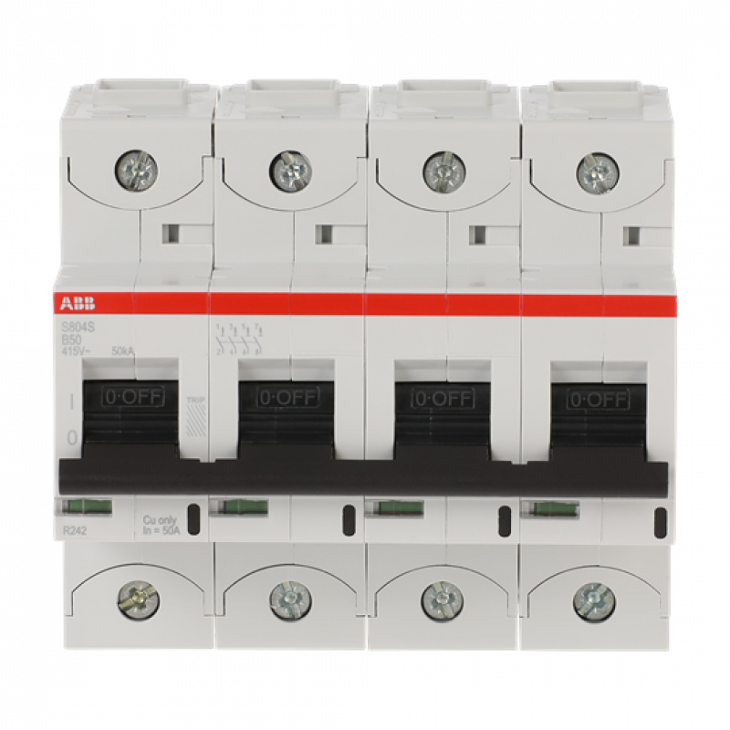 ABB S804S-B50 Hochleist.-Sicherungsautomat, 50A, B, 400 V AC=Icu 50kA, 690 V AC=Icu6kA, 4P
