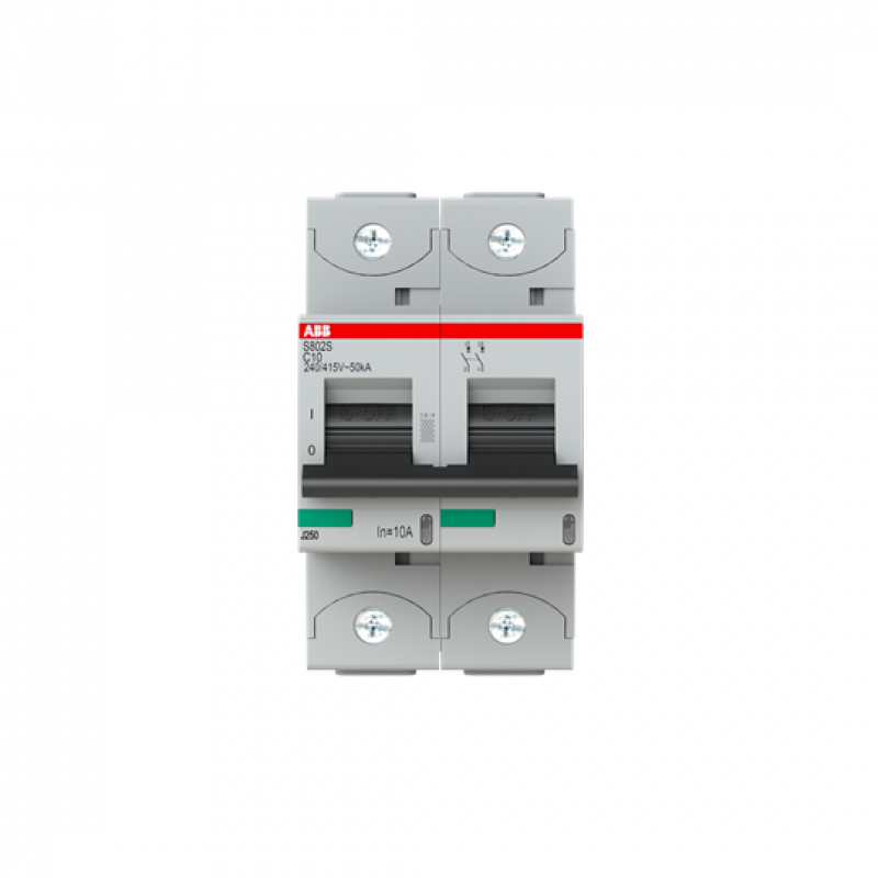 ABB S802S-C10 Hochleist.-Sicherungsautomat, 10A, C, 400 V AC=Icu 50kA, 690 V AC=Icu6kA, 2P