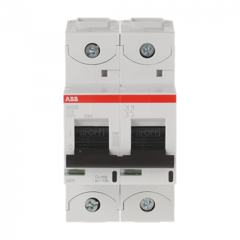 ABB S802S-C13 Hochleist.-Sicherungsautomat, 13A, D, 400 V AC=Icu 50kA, 690 V AC=Icu6kA, 2P