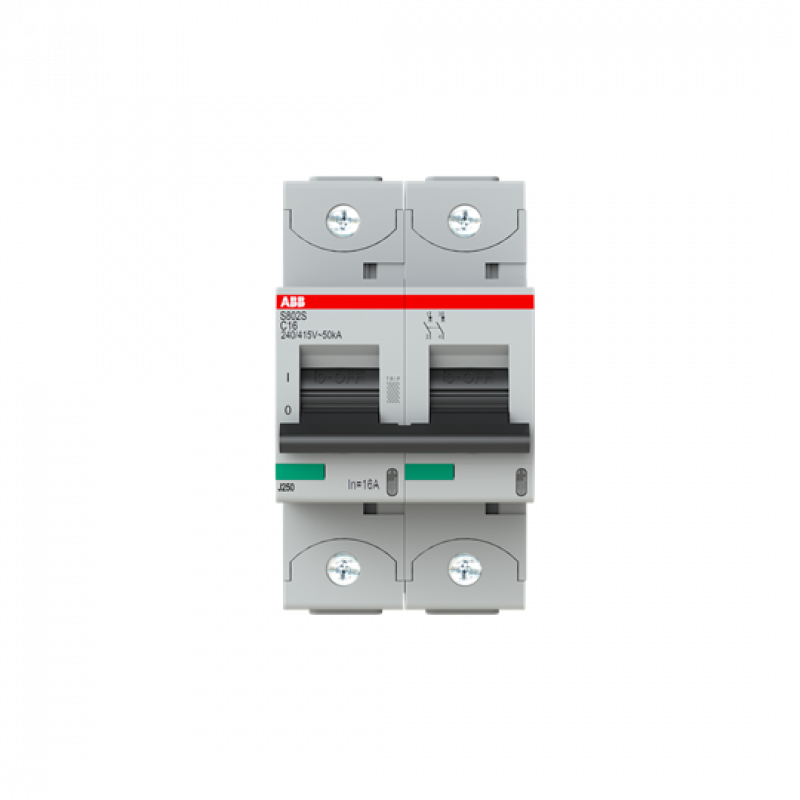 ABB S802S-C16 Hochleist.-Sicherungsautomat, 16A, C, 400 V AC=Icu 50kA, 690 V AC=Icu6kA, 2P