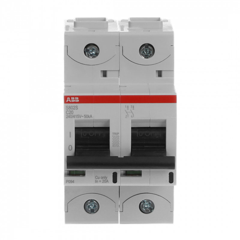 ABB S802S-C20 Hochleist.-Sicherungsautomat, 20A, C, 400 V AC=Icu 50kA, 690 V AC=Icu6kA, 2P
