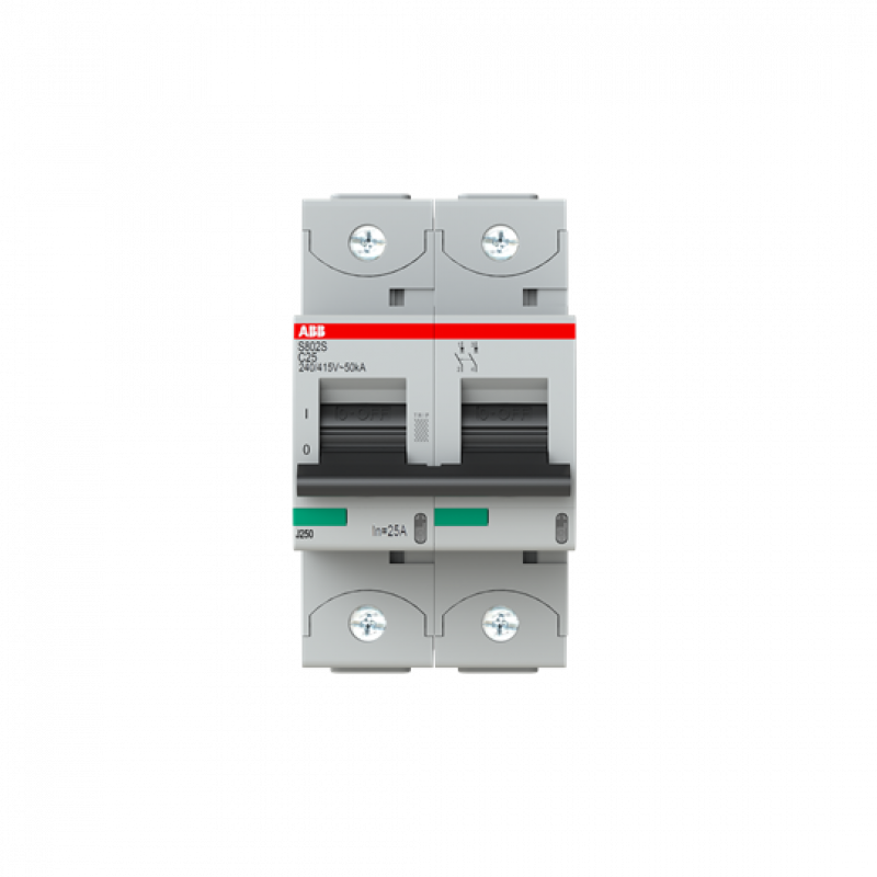 ABB S802S-C25 Hochleist.-Sicherungsautomat, 25A, C, 400 V AC=Icu 50kA, 690 V AC=Icu6kA, 2P