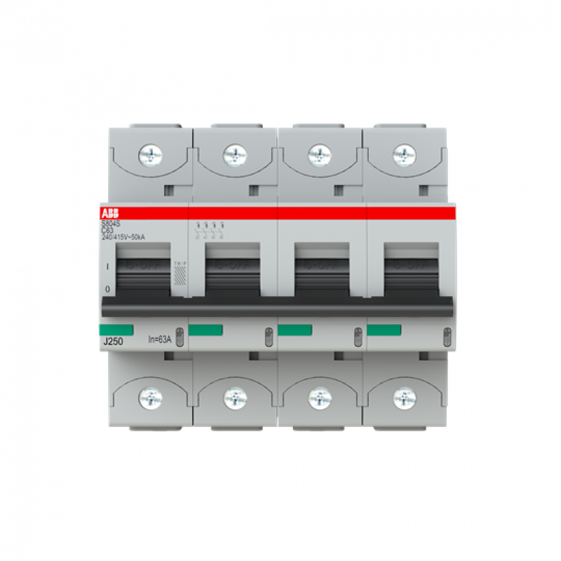 ABB S804S-C63 Hochleist.-Sicherungsautomat, 63A, C, 400 V AC=Icu 50kA, 690 V AC=Icu6kA, 4P