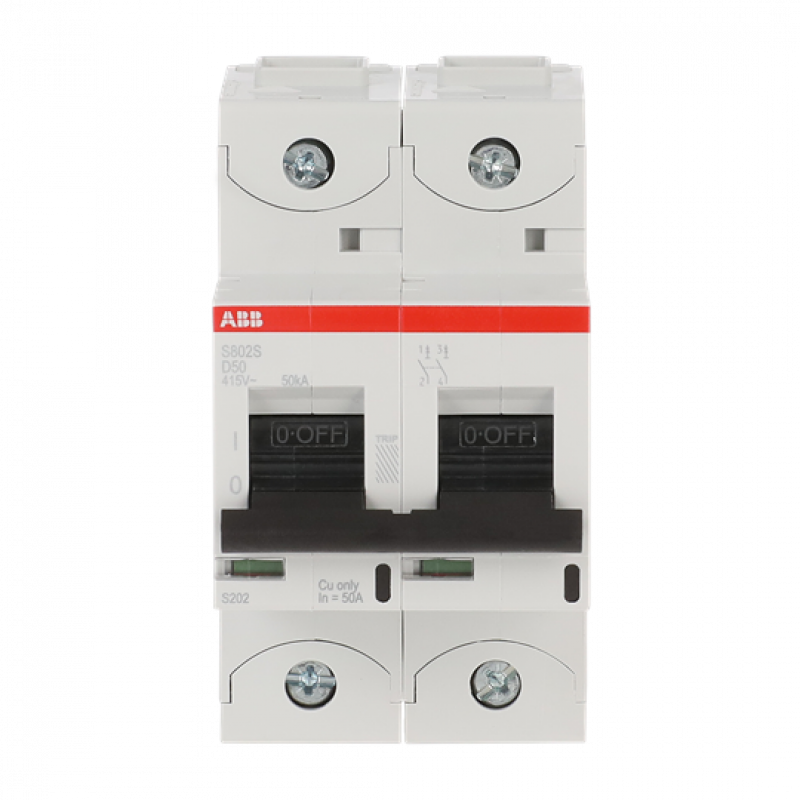 ABB S802S-D50 Hochleist.-Sicherungsautomat, 50A, D, 400 V AC=Icu 50kA, 690 V AC=Icu6kA, 2P