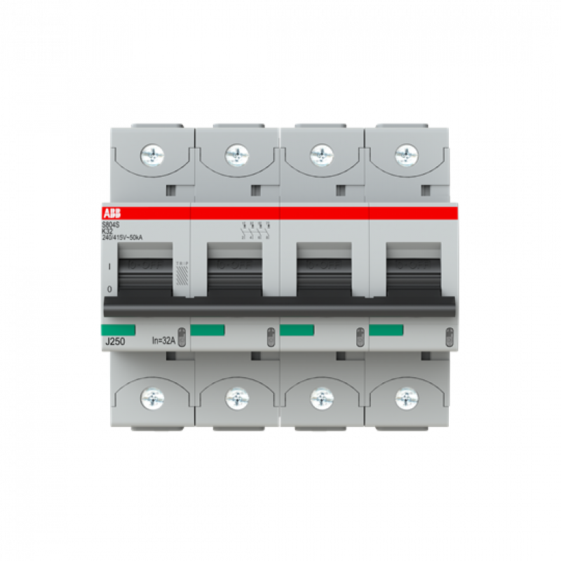 ABB S804S-K32 Hochleist.-Sicherungsautomat, 32A, K, 400 V AC=Icu 50kA, 690 V AC=Icu6kA, 4P