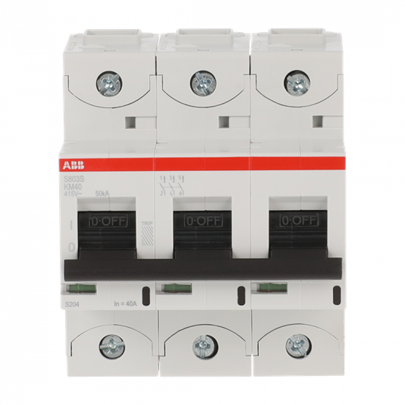 ABB S803S-KM40 Hochleistungs-Sicherungsautomat nur magnetische Auslösung, 3P 40A, Icu=50 kA,