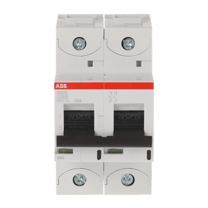 ABB S802S-UCB25 Hochleistungs-Sicherungsautomat, 25A, B, 500VDC=Icu 50kA, 2P