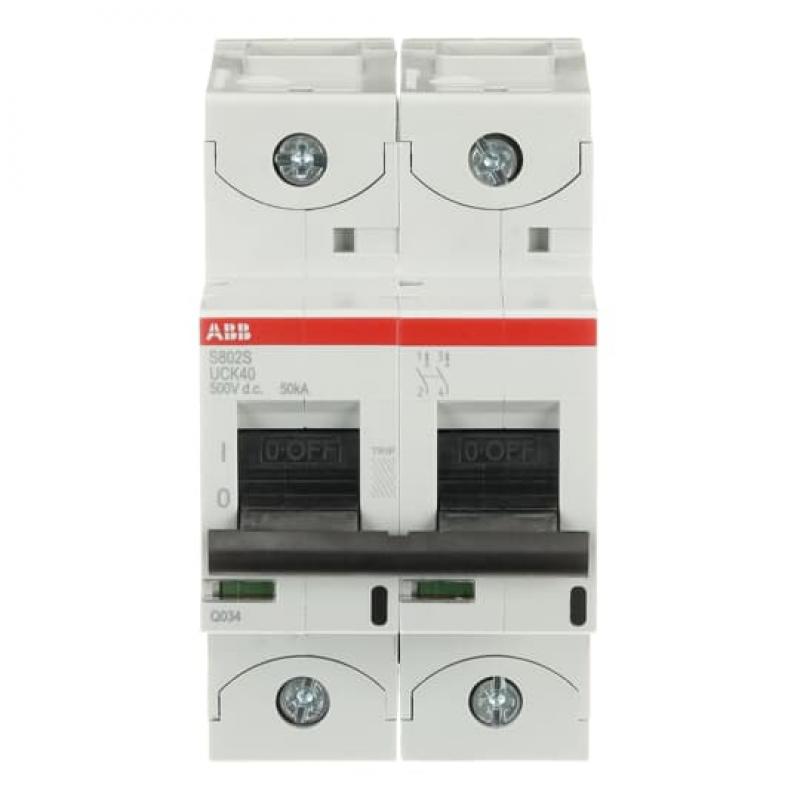 ABB S802S-UCK40 Hochleistungs-Sicherungsautomat, 40A, K, 500VDC=Icu 50kA, 2P