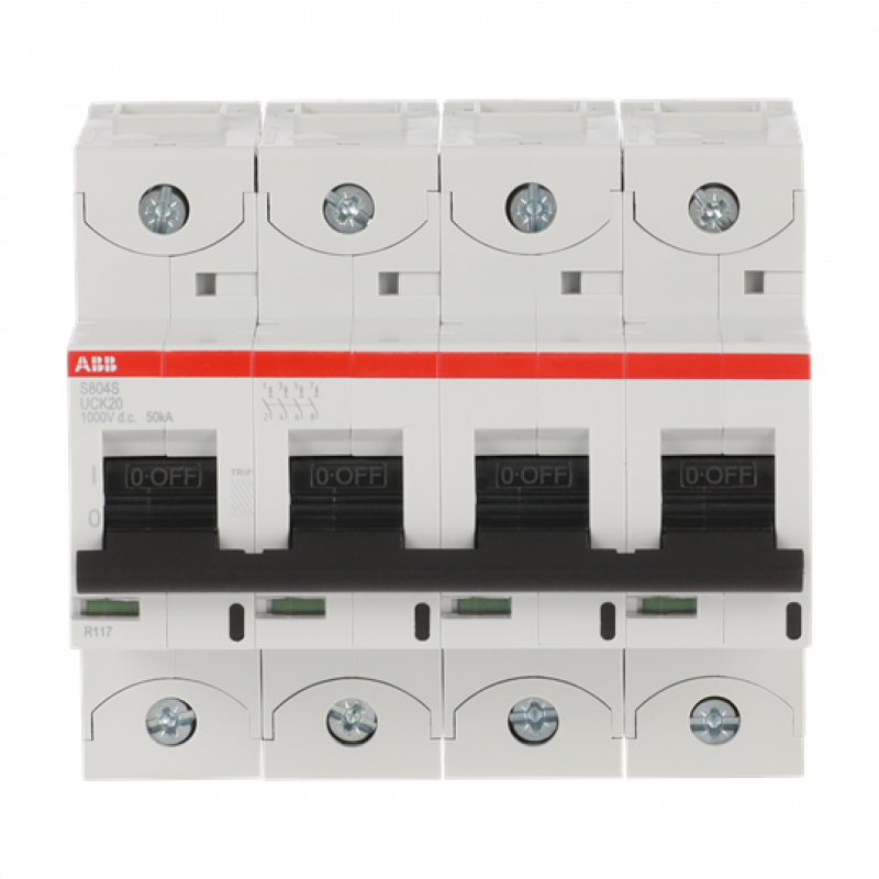 ABB S804S-UCK20 Hochlei.-Sicherungsautomat, 20A, K, 1000VDC=Icu 50kA, 4P