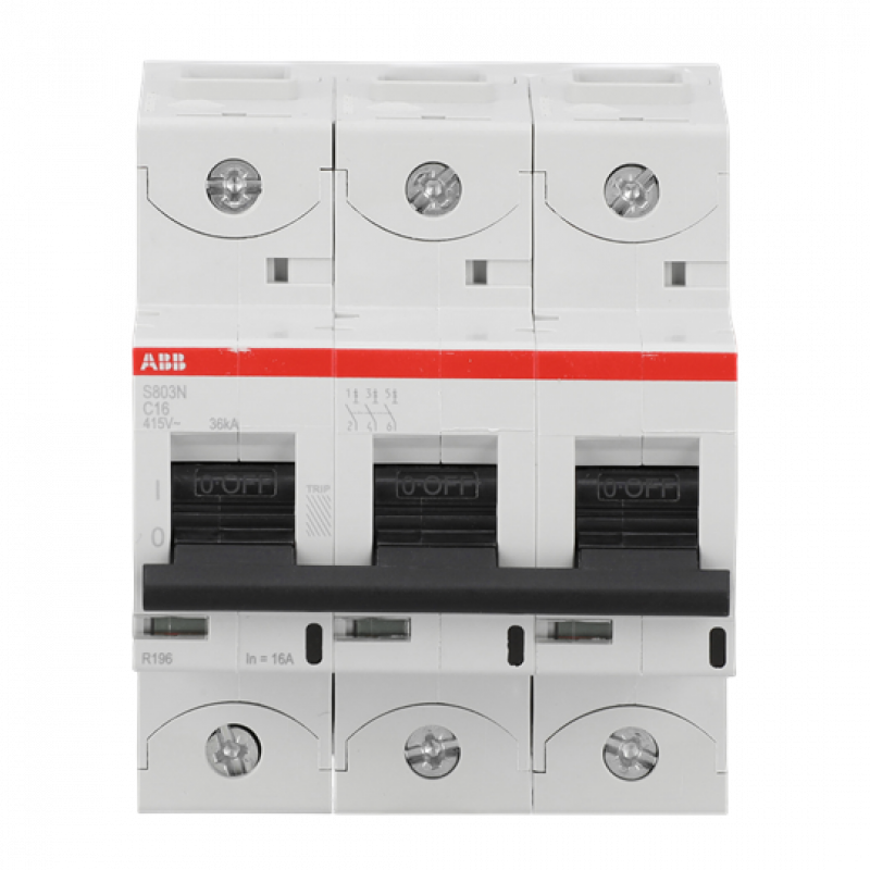 ABB S803N-C16 Hochleist.-Sicherungsautomat, 16A, C, 400 V AC=Icu 36kA, 690 V AC=Icu 4, 5kA,