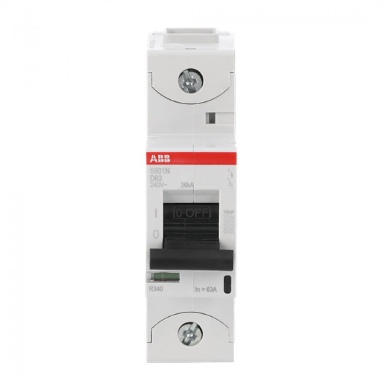 ABB S801N-D63 Hochleist.-Sicherungsa., 63A, D, 400 V AC=Icu 36 kA, 690 V AC=Icu 4, 5 kA, 1P