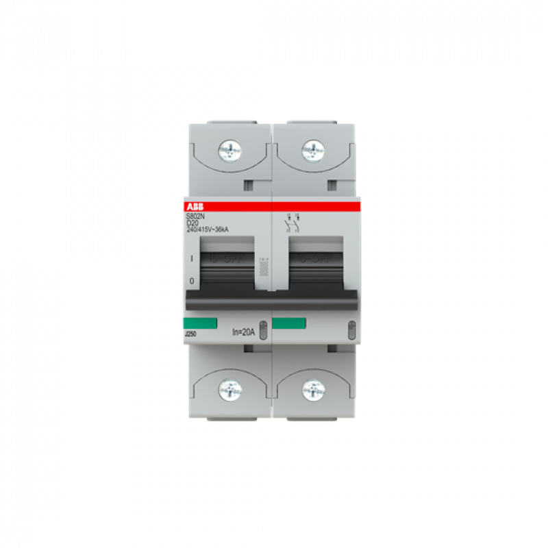 ABB S802N-D20 Hochleist.-Sicherungsaut., 20A, D, 400V AC=Icu 36 kA, 690V AC=Icu 4, 5 kA, 2P
