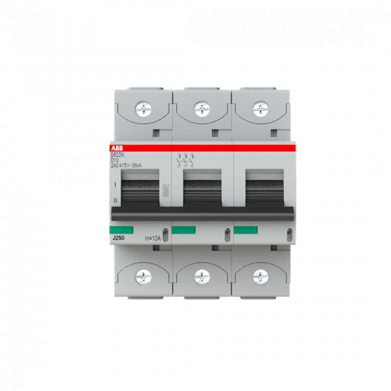 ABB S803N-D10 Hochleist.-Sicherungsautomat, 10A, D, 400 V AC=Icu 36kA, 690 V AC=Icu 4, 5kA,