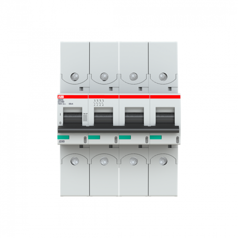 ABB S804S-UCK80-R Hochlei.Sicherungsautomat, 80A, K, 750VDC=Icu 50kA, 4P, Ringkabelschuhanschluss