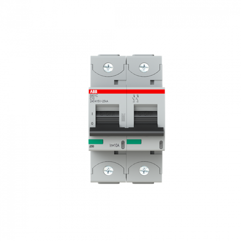 ABB S802C-C10 Hochleistungs-Sicherungsautomat, 10A, C, 415V AC=Icu 25 kA, 2P
