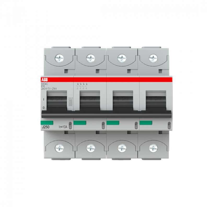 ABB S804C-C10 Hochleist.-Sicherungsautomat, 10A, C, 415 V AC=Icu 25kA, 4P