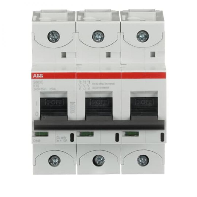 ABB S803C-K10 Hochleist.-Sicherungsautomat, 10A, K, 415 V AC=Icu 25kA, 3P