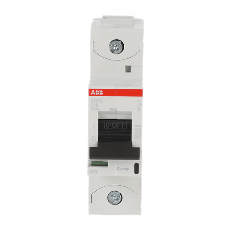 ABB S801C-C16 Hochleistungs-Sicherungsautomat, 16A, C, 415V AC=Icu 25 kA, 1P