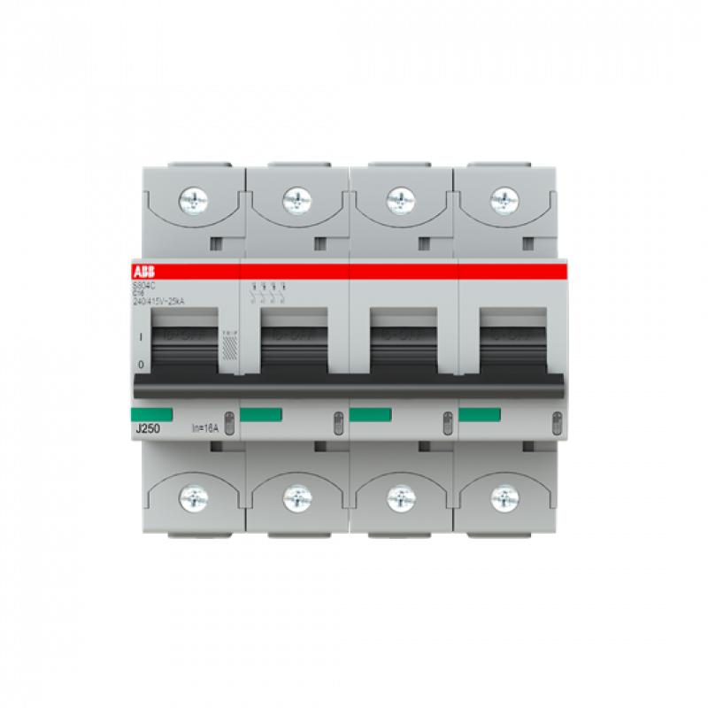 ABB S804C-C16 Hochleist.-Sicherungsautomat, 16A, C, 415 V AC=Icu 25kA, 4P