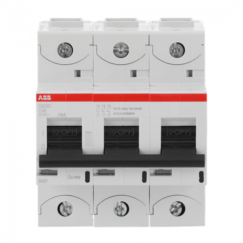 ABB S803C-C40 Hochleist.-Sicherungsautomat, 40A, C, 415 V AC=Icu 25kA, 3P