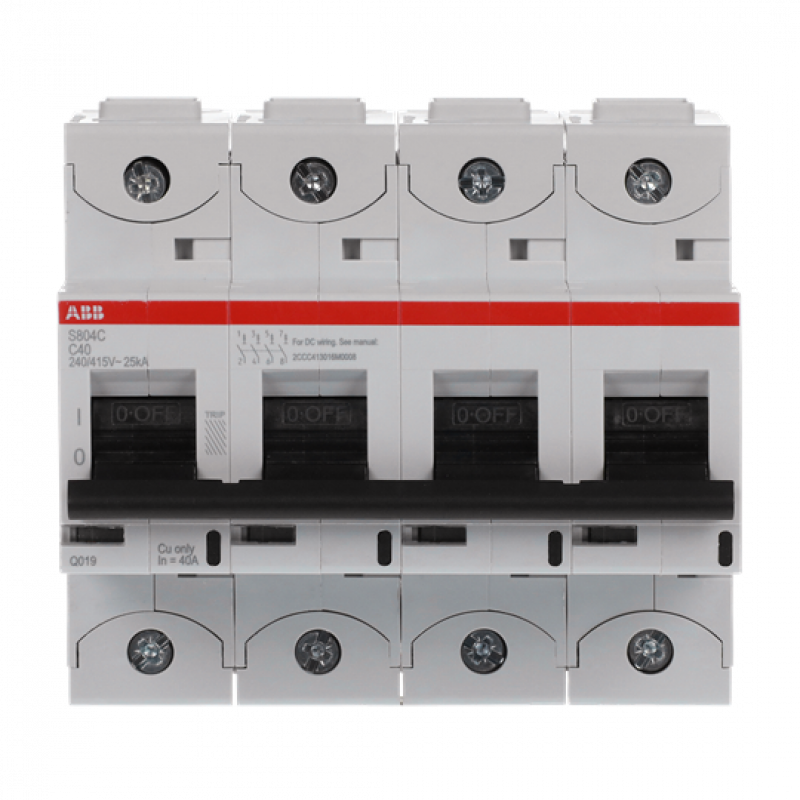 ABB S804C-C40 Hochleist.-Sicherungsautomat, 40A, C, 415 V AC=Icu 25kA, 4P