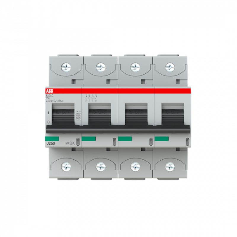 ABB S804C-C50 Hochleist.-Sicherungsautomat, 50A, C, 415 V AC=Icu 25kA, 4P