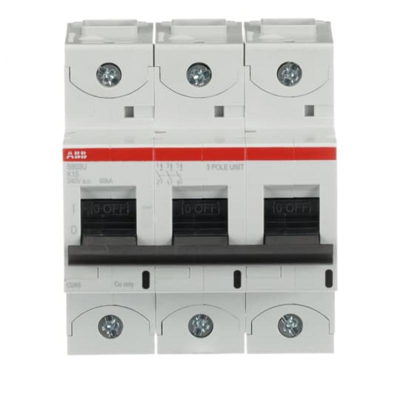 ABB S803U-K15 Hochleist.-Sicherungsautomat, 15A, K, 240 V AC=Icu 50kA, 3P, UL 489