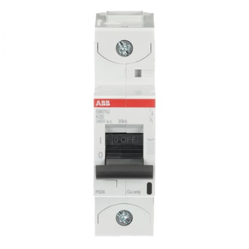 ABB S801U-K20 Hochleistungs-Sicherungsautomat, 20A, K, 240V AC=Icu 30 kA, 1P, UL 489 20A, K, 415 V AC=Icu 30kA, 1P, EN60947-2