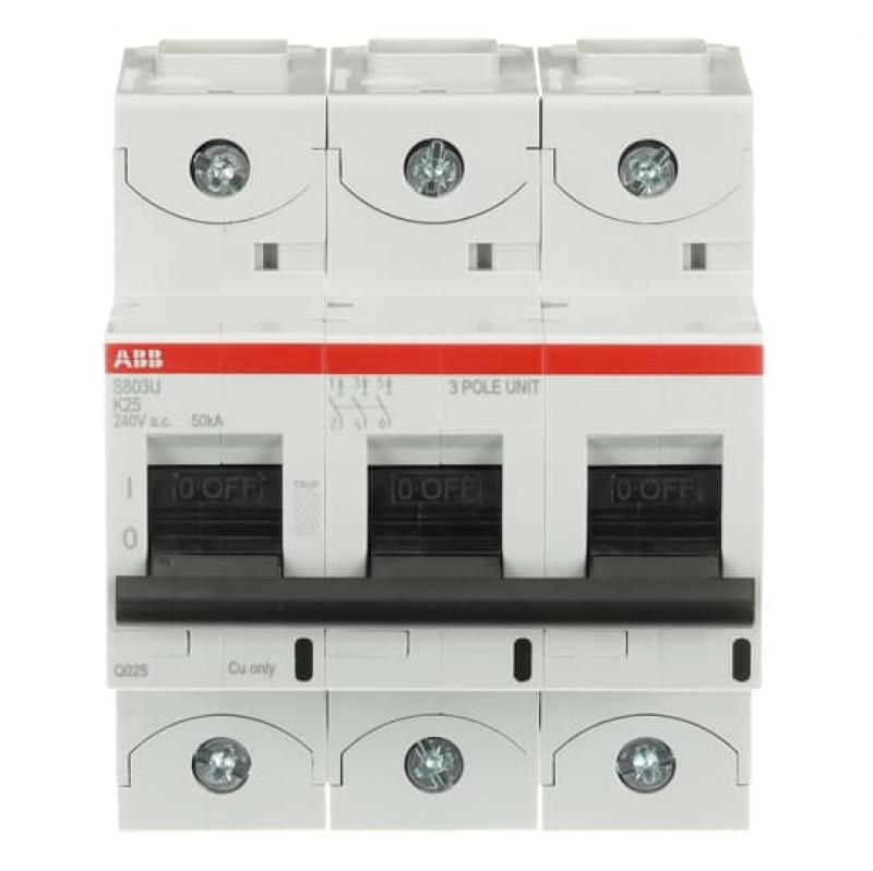 ABB S803U-K25 Hochleist.-Sicherungsautomat, 25A, K, 240 V AC=Icu 50kA, 3P, UL 489