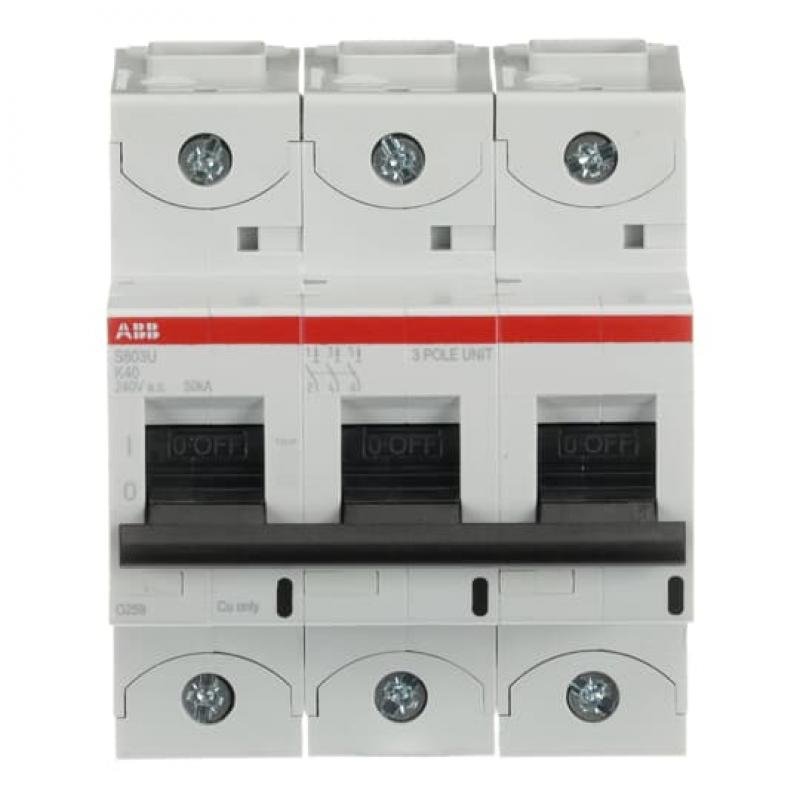 ABB S803U-K40 Hochleist.-Sicherungsautomat, 40A, K, 240 V AC=Icu 50kA, 3P, UL 489