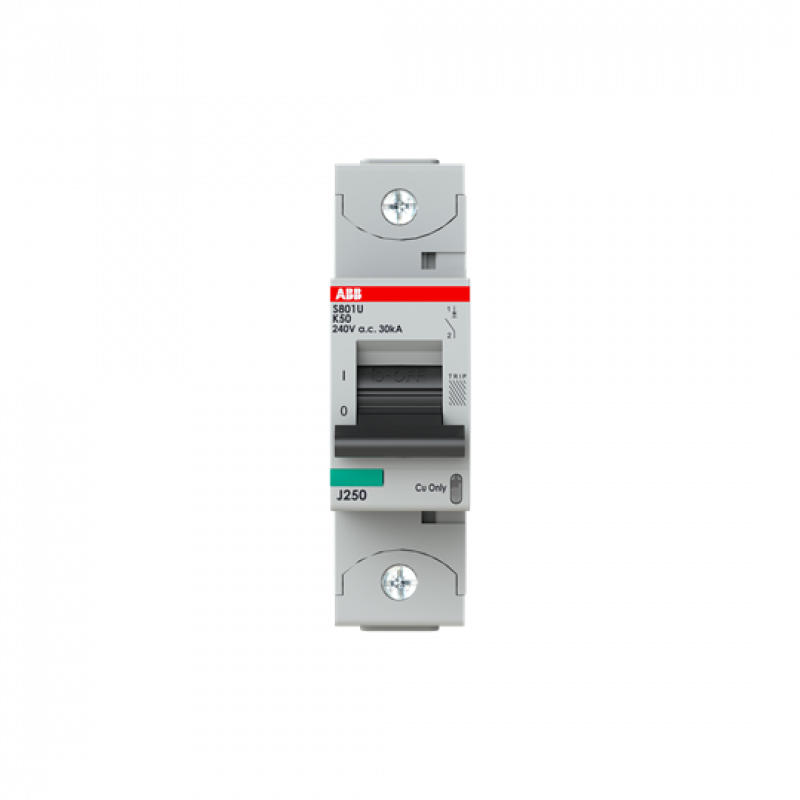 ABB S801U-K50 Hochleistungs-Sicherungsautomat, 50A, K, 240V AC=Icu 30 kA, 1P, UL 489 50A, K, 415 V AC=Icu 30kA, 1P, EN60947-2