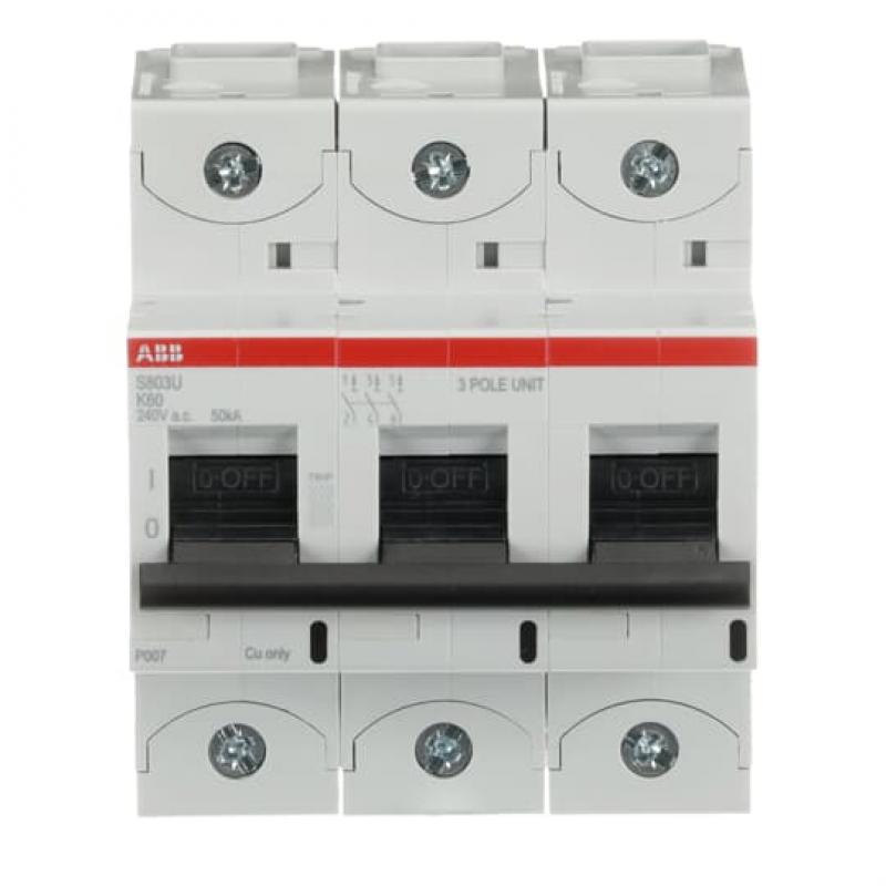 ABB S803U-K60 Hochleist.-Sicherungsautomat, 60A, K, 240 V AC=Icu 50kA, 3P, UL 489