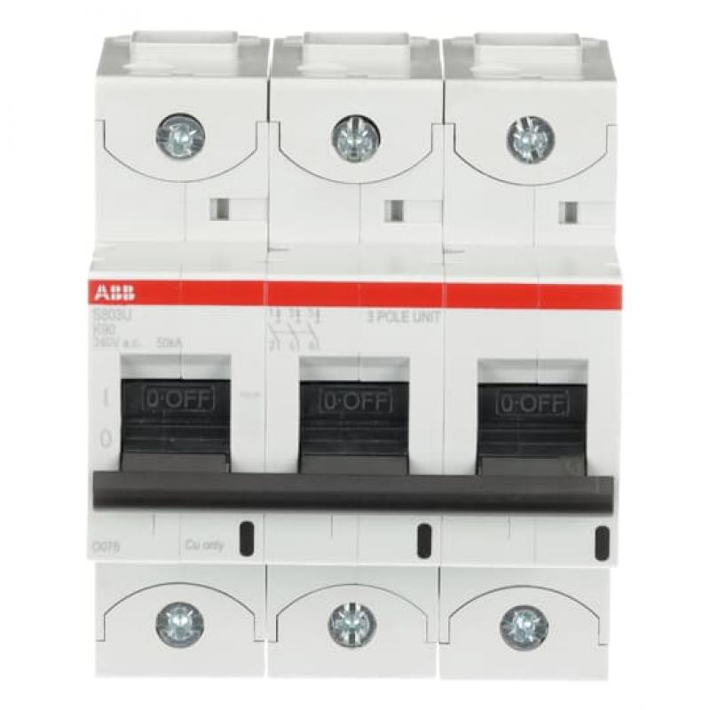 ABB S803U-K90 Hochleist.-Sicherungsautomat, 90A, K, 240 V AC=Icu 50kA, 3P, UL 489