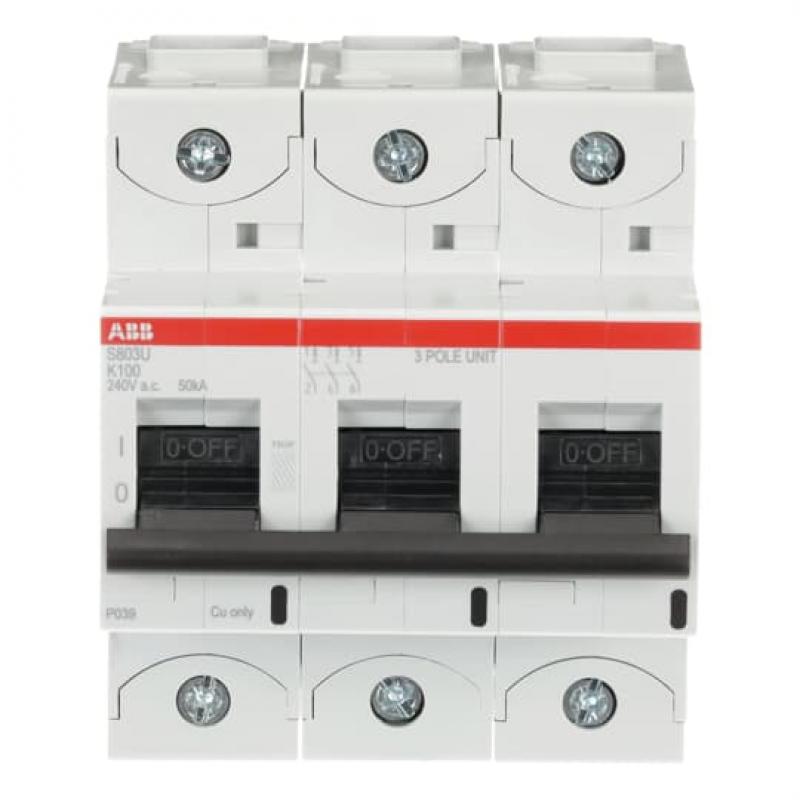 ABB S803U-K100 Hochleist.-Sicherungsautomat, 100A, K, 240 V AC=Icu 50kA, 3P, UL 489