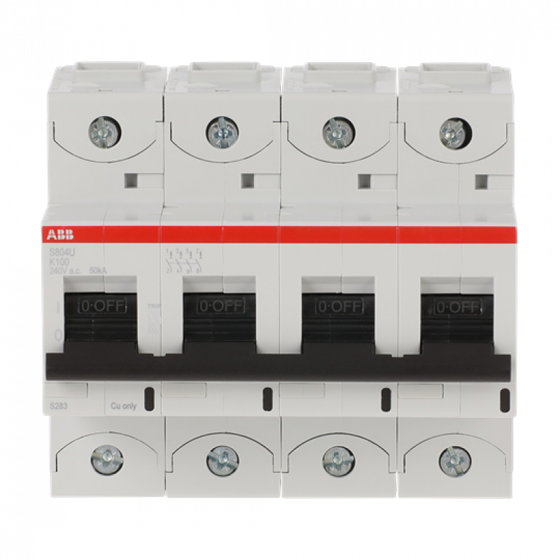 ABB S804U-K100 Hochleist.-Sicherungsautomat, 100A, K, 240 V AC=Icu 50kA, 4P, UL 489