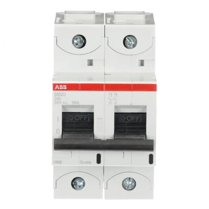 ABB S802U-Z40 Hochleist.-Sicherungsautomat, 40A, Z, 240 V AC=Icu 50kA, 2P, UL 489, 415 V AC=Icu 50kA, EN60947-2
