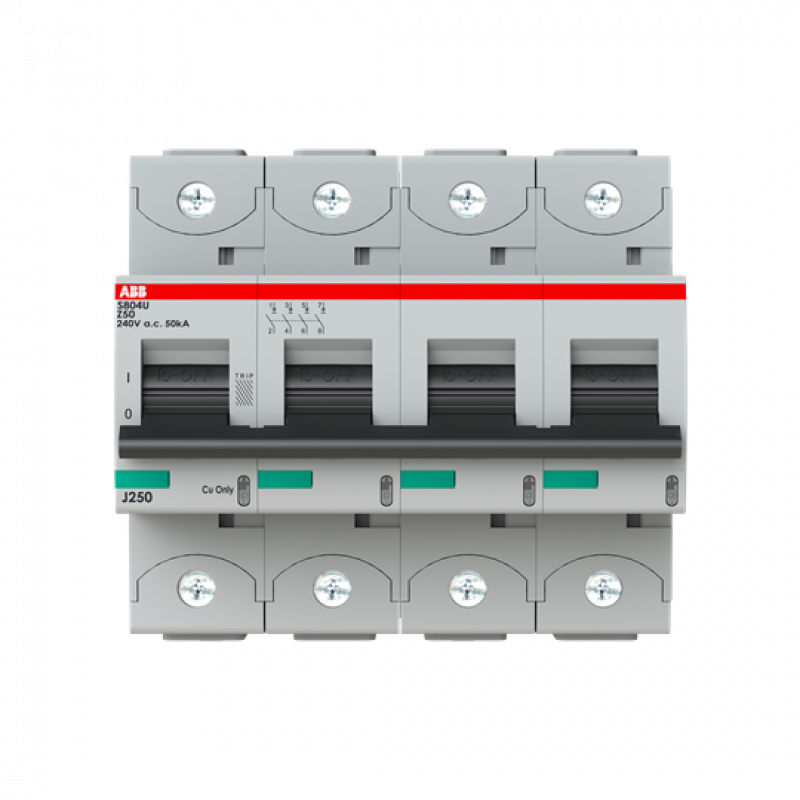 ABB S804U-Z50 Hochleist.-Sicherungsautomat, 50A, Z, 240 V AC=Icu 50kA, 4P, UL 489