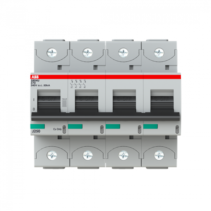 ABB S804U-Z70 Hochleist.-Sicherungsautomat, 70A, Z, 240 V AC=Icu 50kA, 4P, UL 489