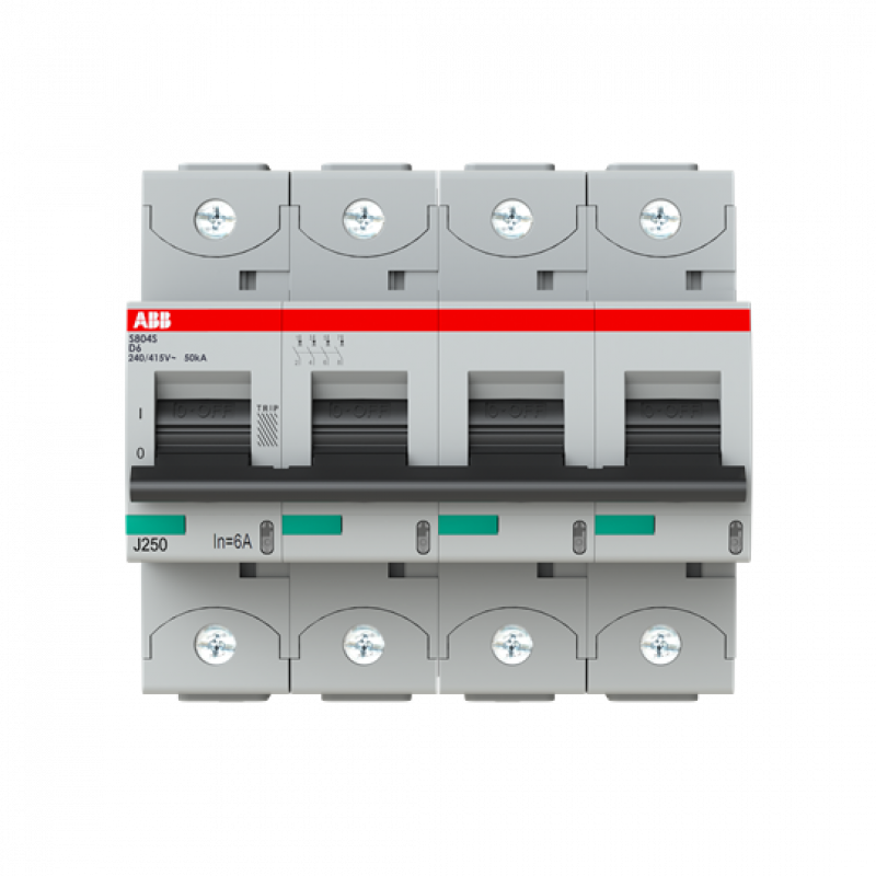 ABB S804S-D6 Hochleist.-Sicherungsautomat 6A, D, 415 V AC=Icu 50kA, 4P