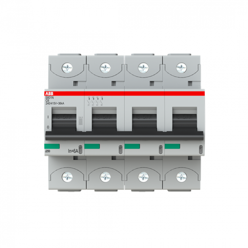 ABB S804N-C6 Hochleist.-Sicherungsautomat, 4P, C-Charakt., 6A