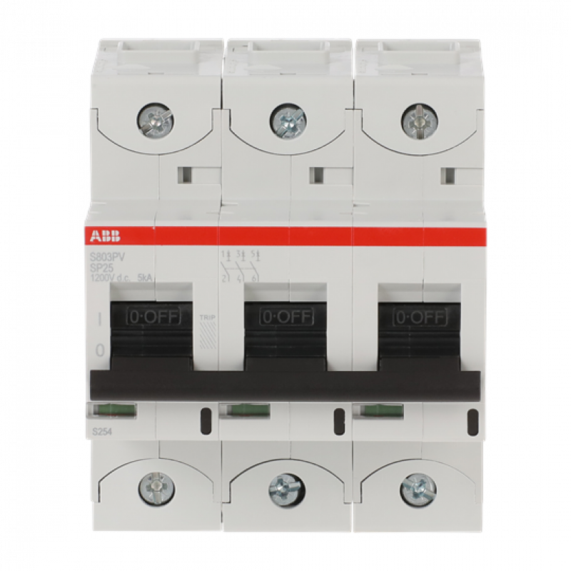 ABB S803PV-SP25 Strangsicherung für Photovoltaikanlagen 1.200 V DC, 25A, 3-polig