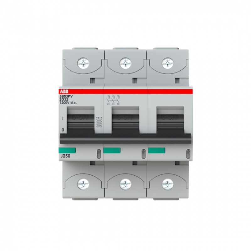 ABB S803PV-SD32 Lasttrennschalter für Photovoltaikanlagen 1.200 V DC, 32 A, 3-polig