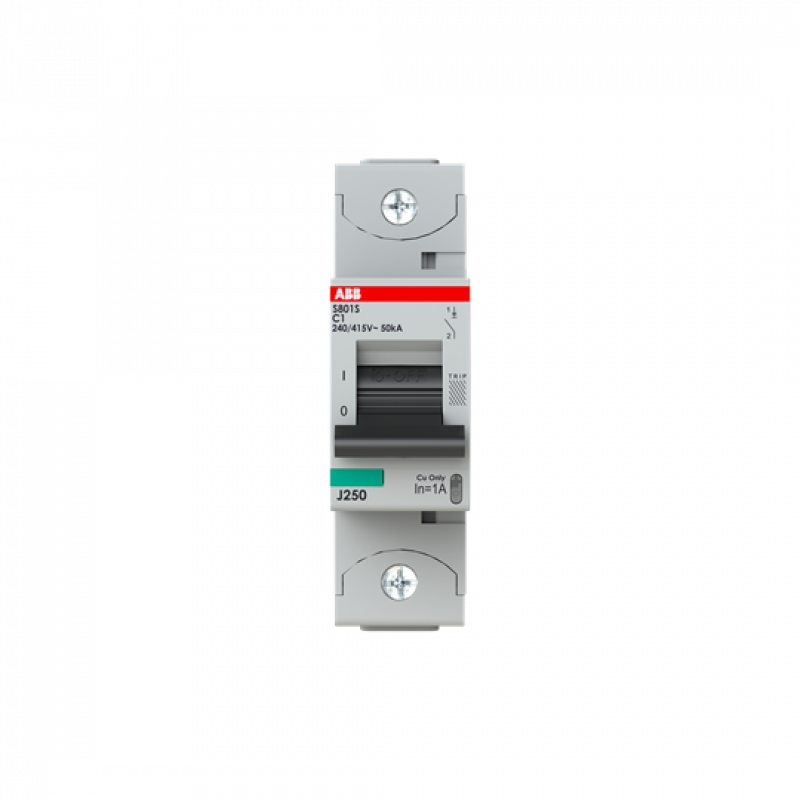 ABB S801S-C1 Hochleistungs-Sicherungsautomat 1A, C, 400V AC=Icu 50 kA, 690V AC=Icu6 kA, 1P